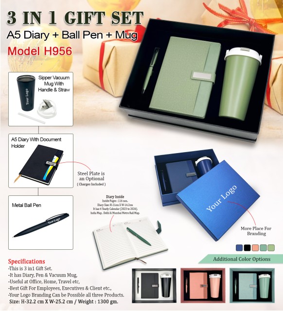 3 in 1 gift set modal h956 diary, pen and mug
